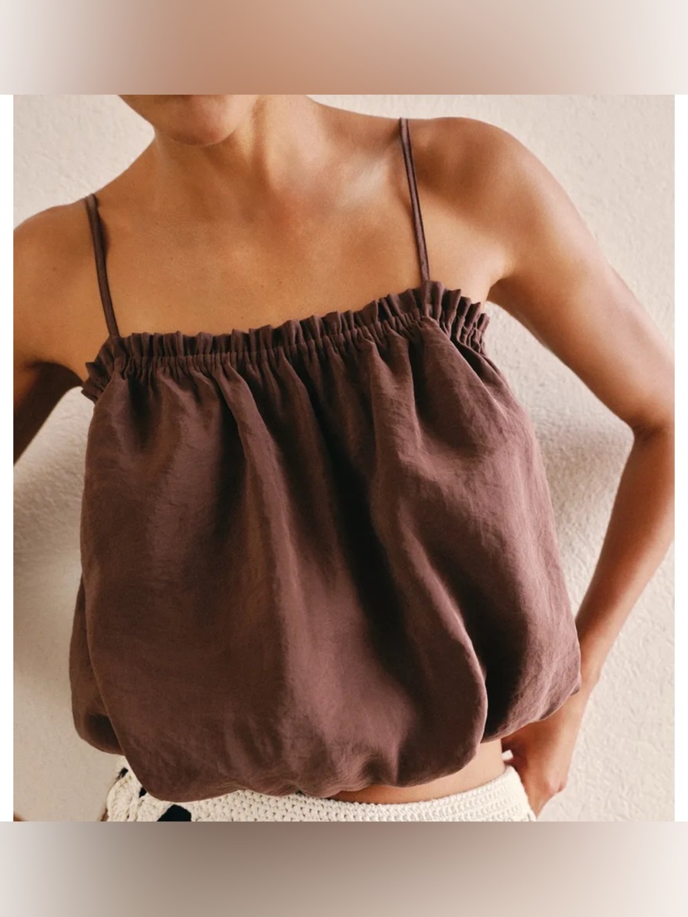 BRAND NEW Zara Brown Balloon Top